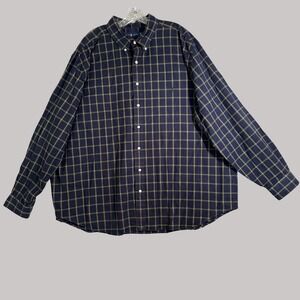 Ralph‎ Lauren 3XB Big & Tall 100% cotton navy windowpane button down